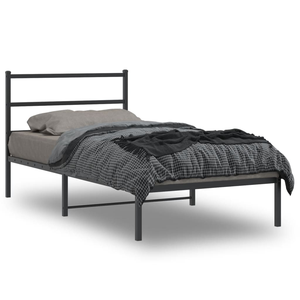 Estrutura de cama com cabeceira 100x190 cm metal preto