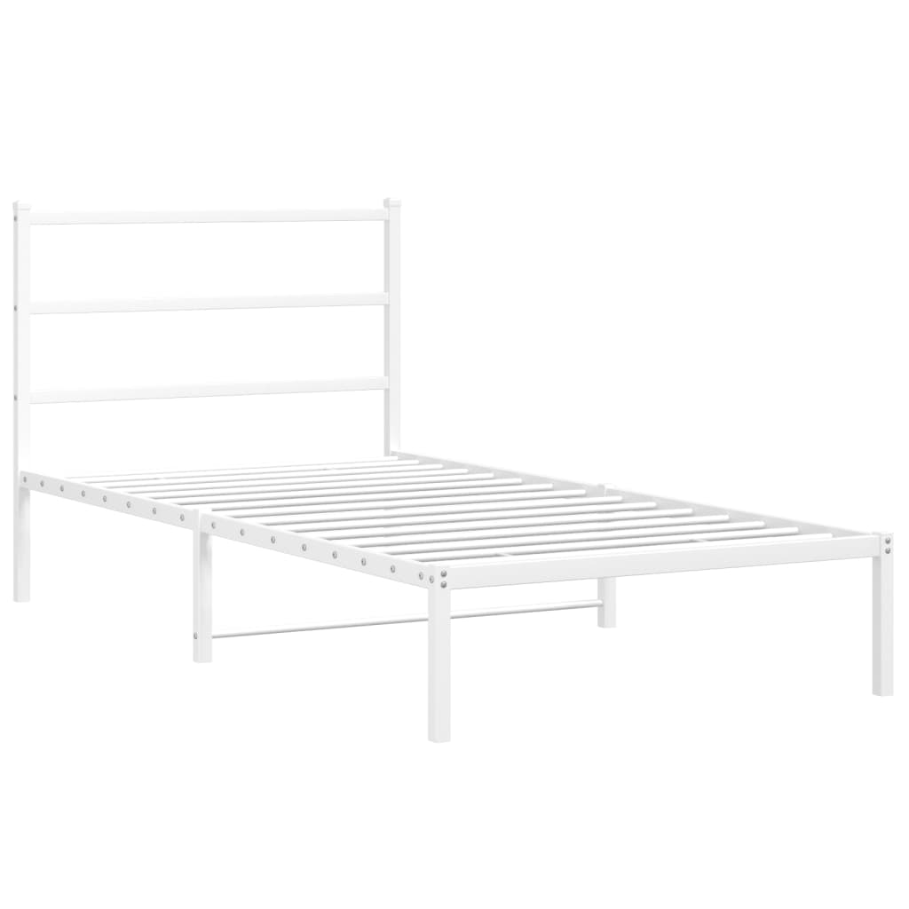 Estrutura de cama em metal com cabeceira 107x203 cm branco