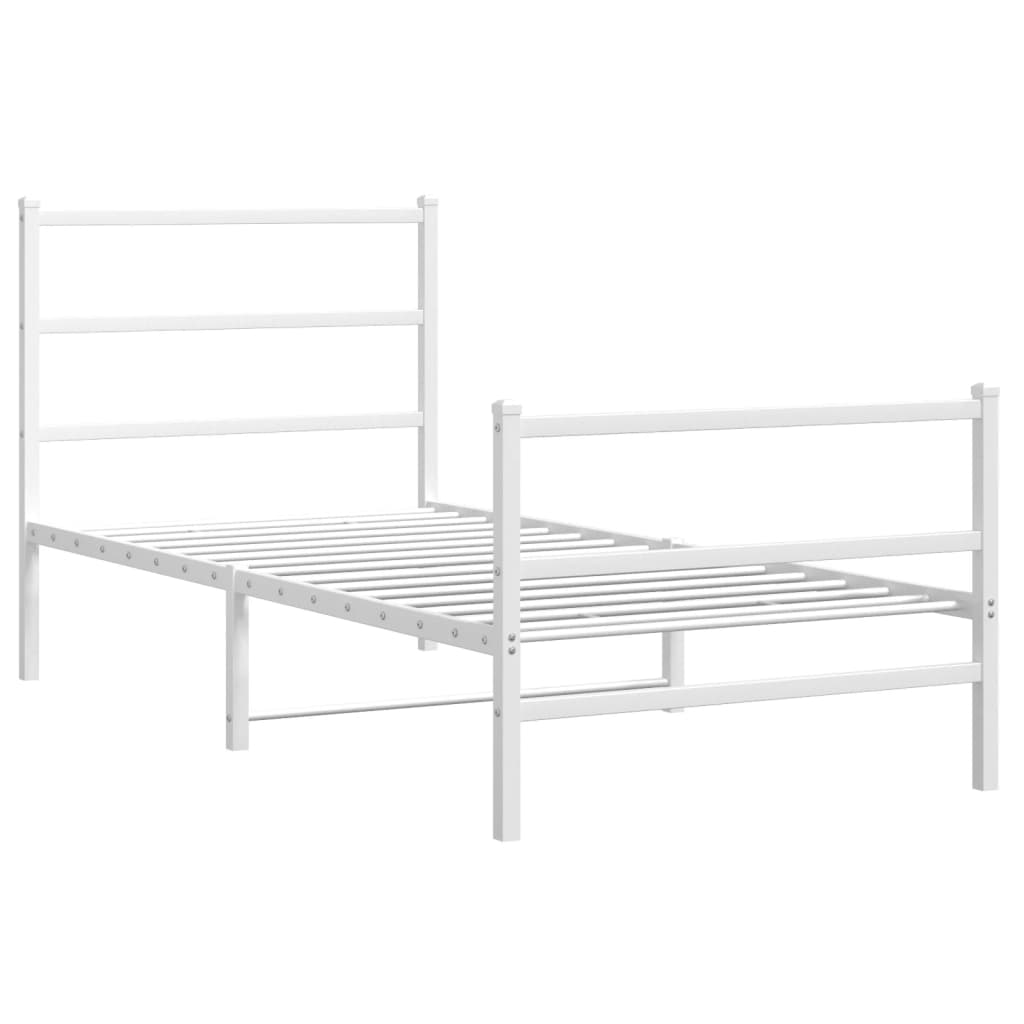 Estrutura de cama com cabeceira e pés 90x190 cm metal branco