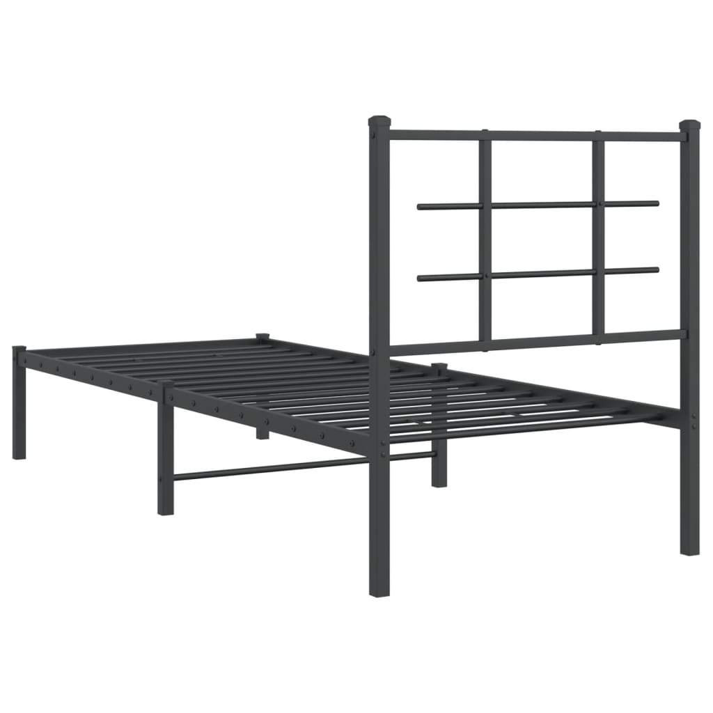 Estrutura de cama metal s/ colchão c/ cabeceira 75x190 cm preto