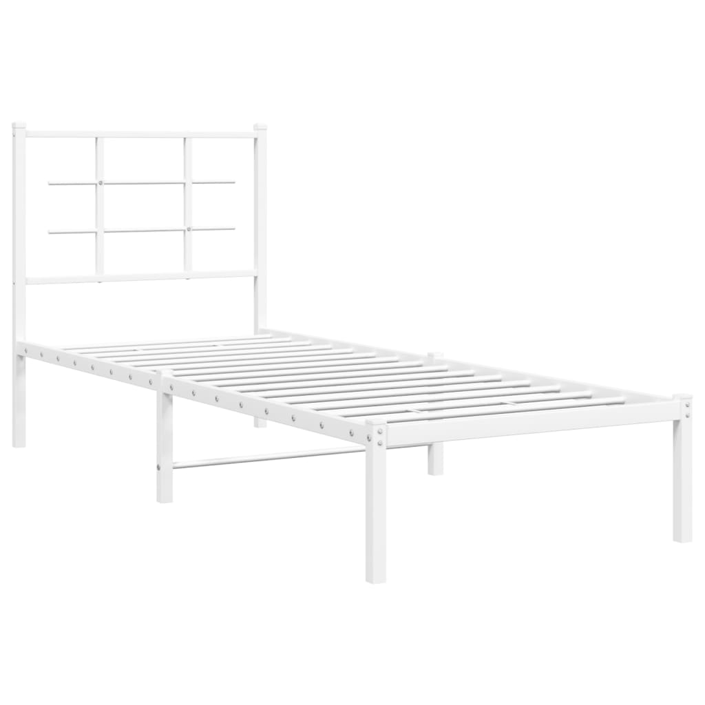 Estrutura de cama com cabeceira 80x200 cm metal branco