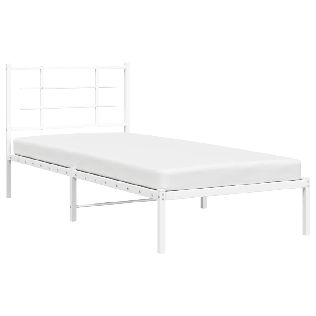 Estrutura de cama com cabeceira 90x190 cm metal branco