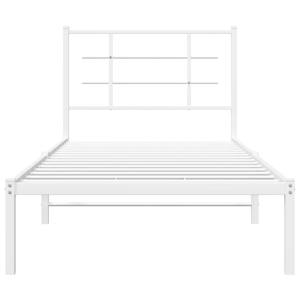 Estrutura de cama com cabeceira 90x190 cm metal branco