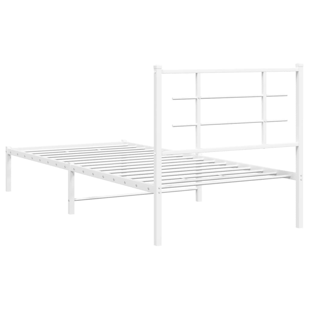Estrutura de cama com cabeceira 90x190 cm metal branco
