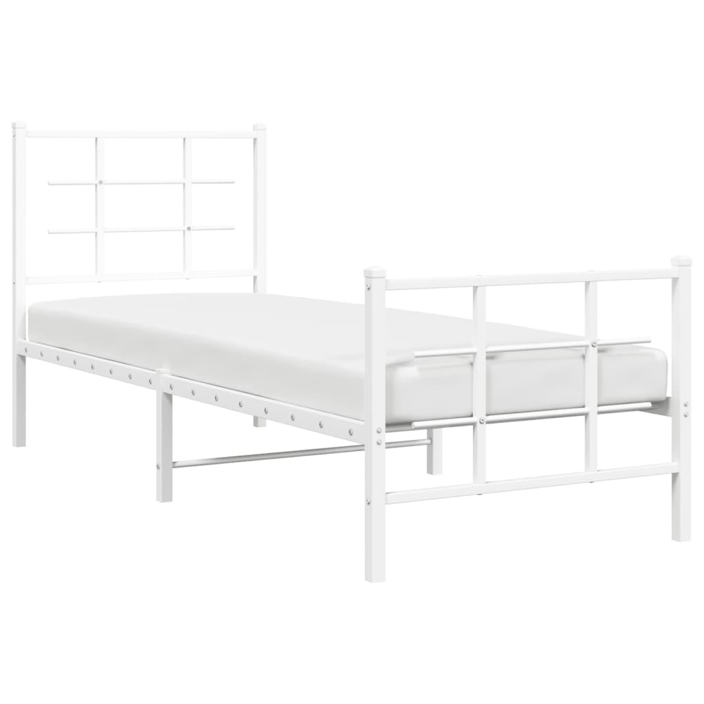 Estrutura de cama com cabeceira e pés 80x200 cm metal branco