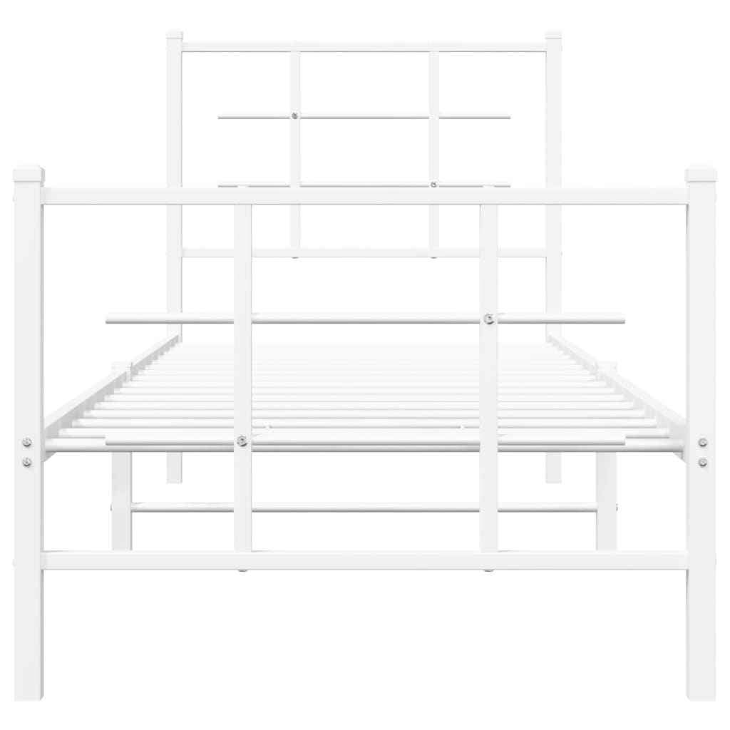Estrutura de cama com cabeceira e pés 80x200 cm metal branco