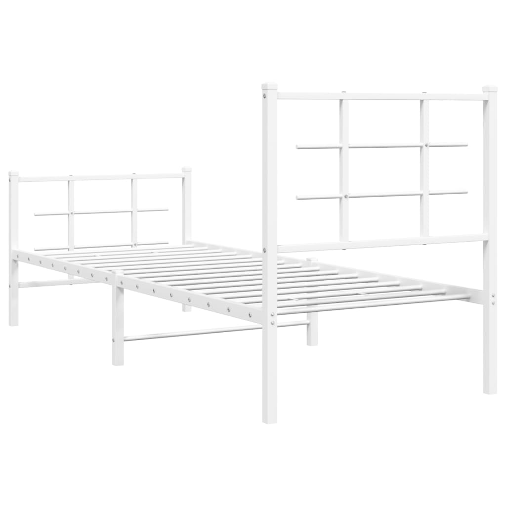Estrutura de cama com cabeceira e pés 80x200 cm metal branco