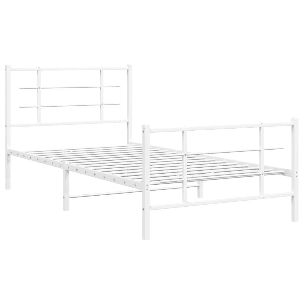 Estrutura de cama com cabeceira e pés 107x203 cm metal branco