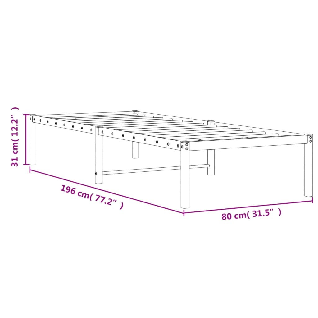 Estrutura de cama 75x190 cm metal branco