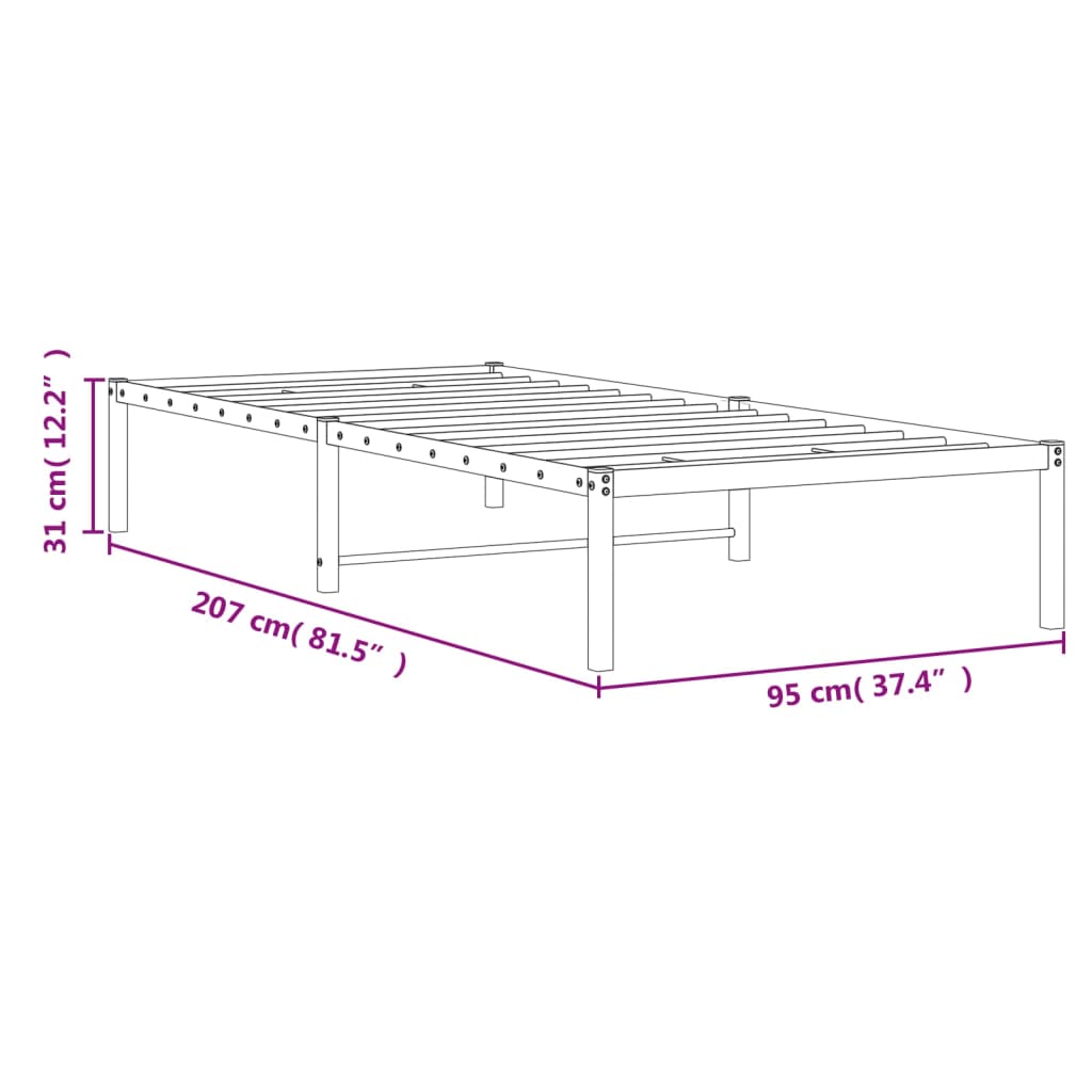 Estrutura de cama metal 90x200 cm branco