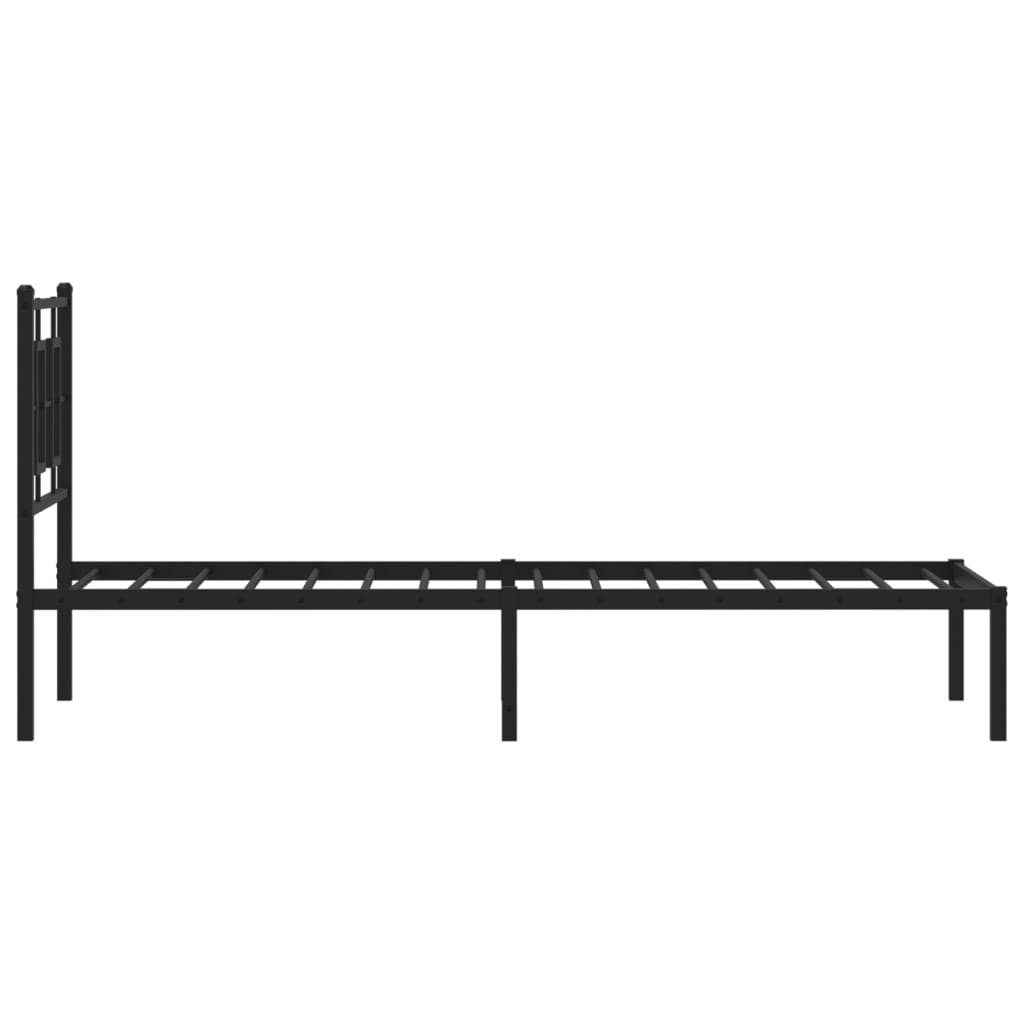 Estrutura de cama metal s/ colchão c/ cabeceira 75x190 cm preto