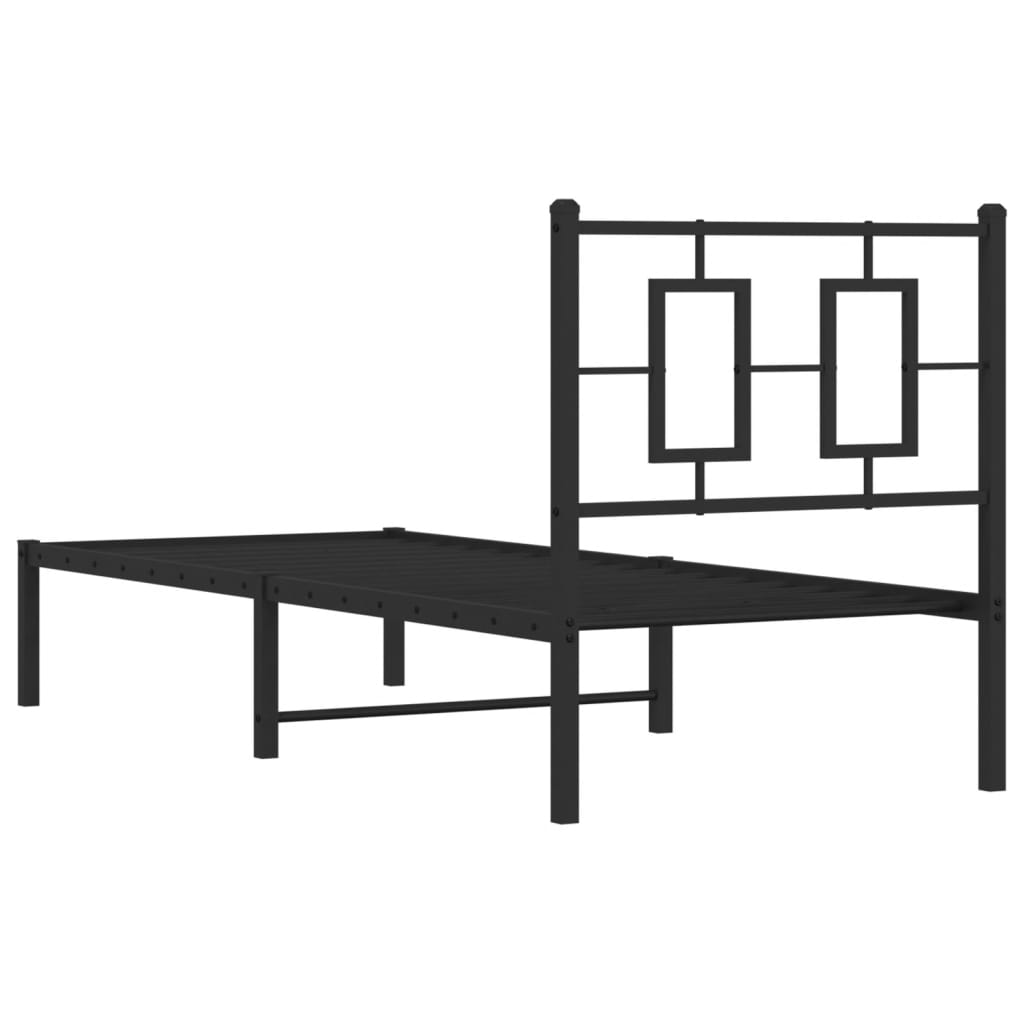 Estrutura de cama metal s/ colchão c/ cabeceira 75x190 cm preto