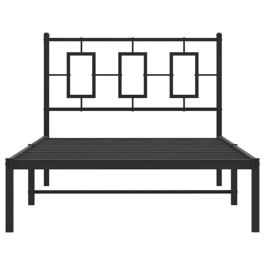 Estrutura de cama com cabeceira 100x200 cm metal preto