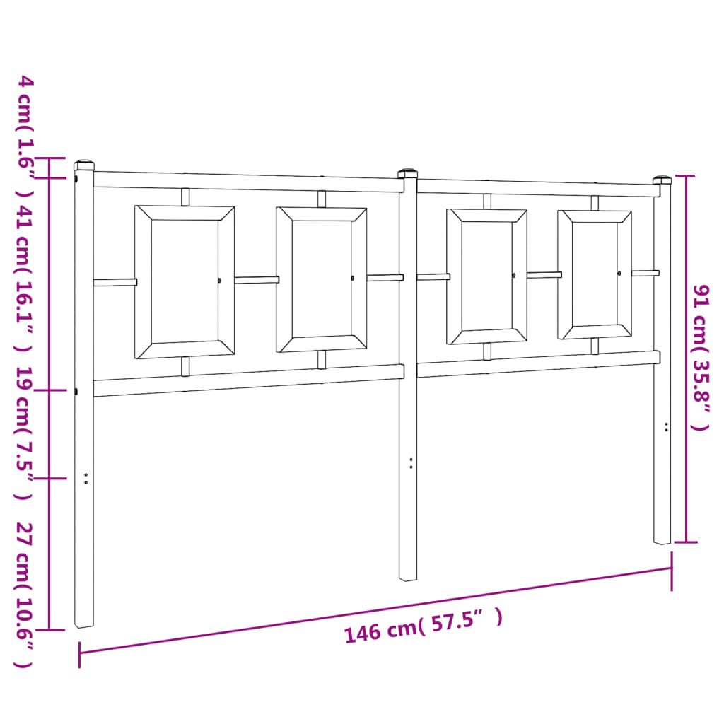 Cabeceira de cama 140 cm metal preto