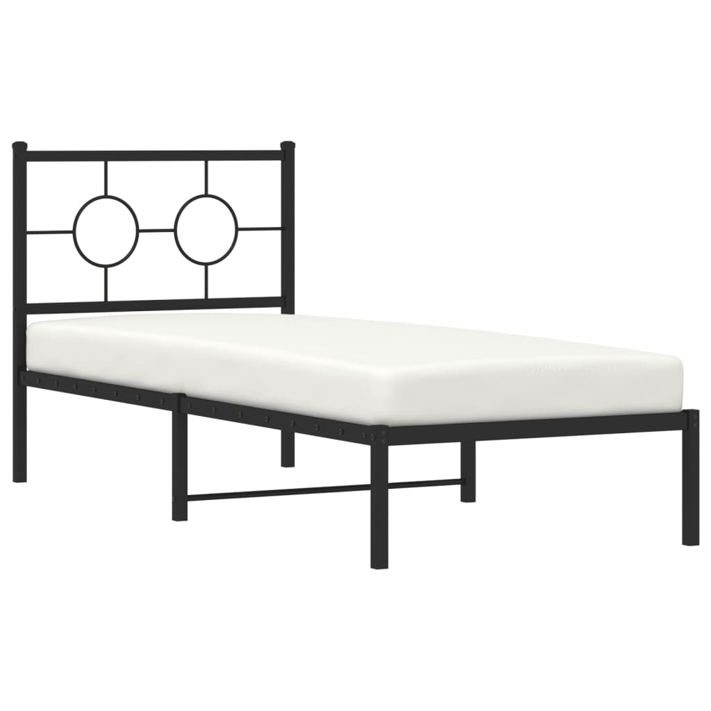 Estrutura de cama metal s/ colchão c/ cabeceira 75x190 cm preto