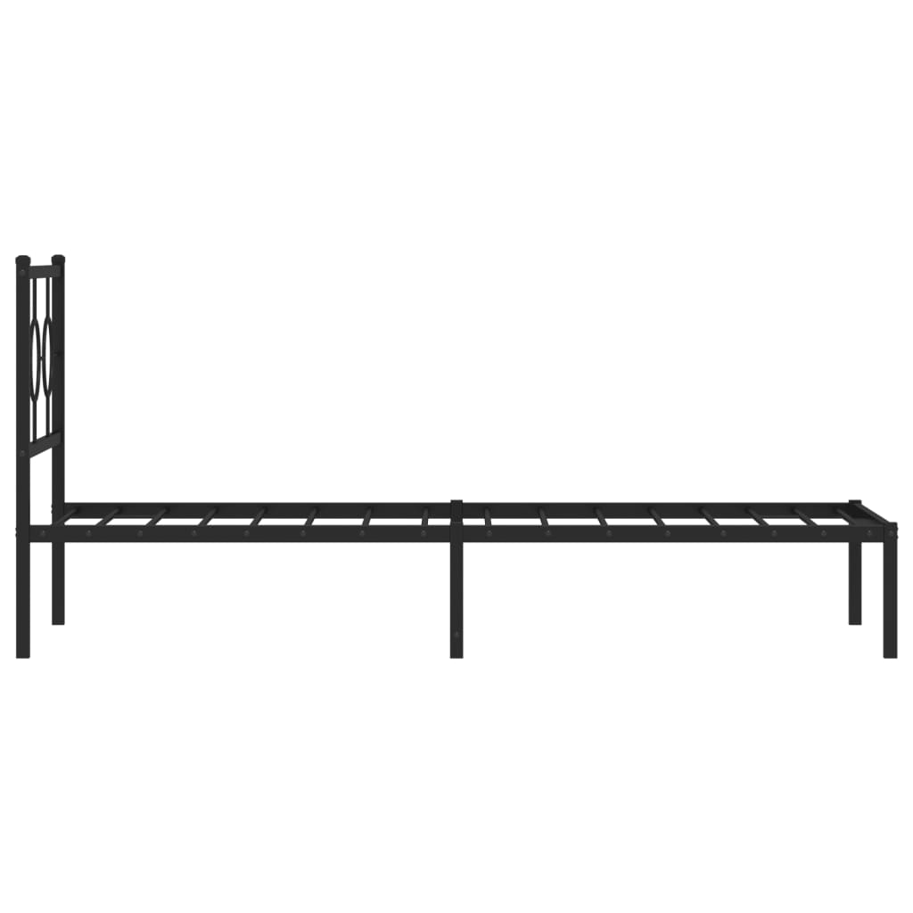 Estrutura de cama metal s/ colchão c/ cabeceira 75x190 cm preto