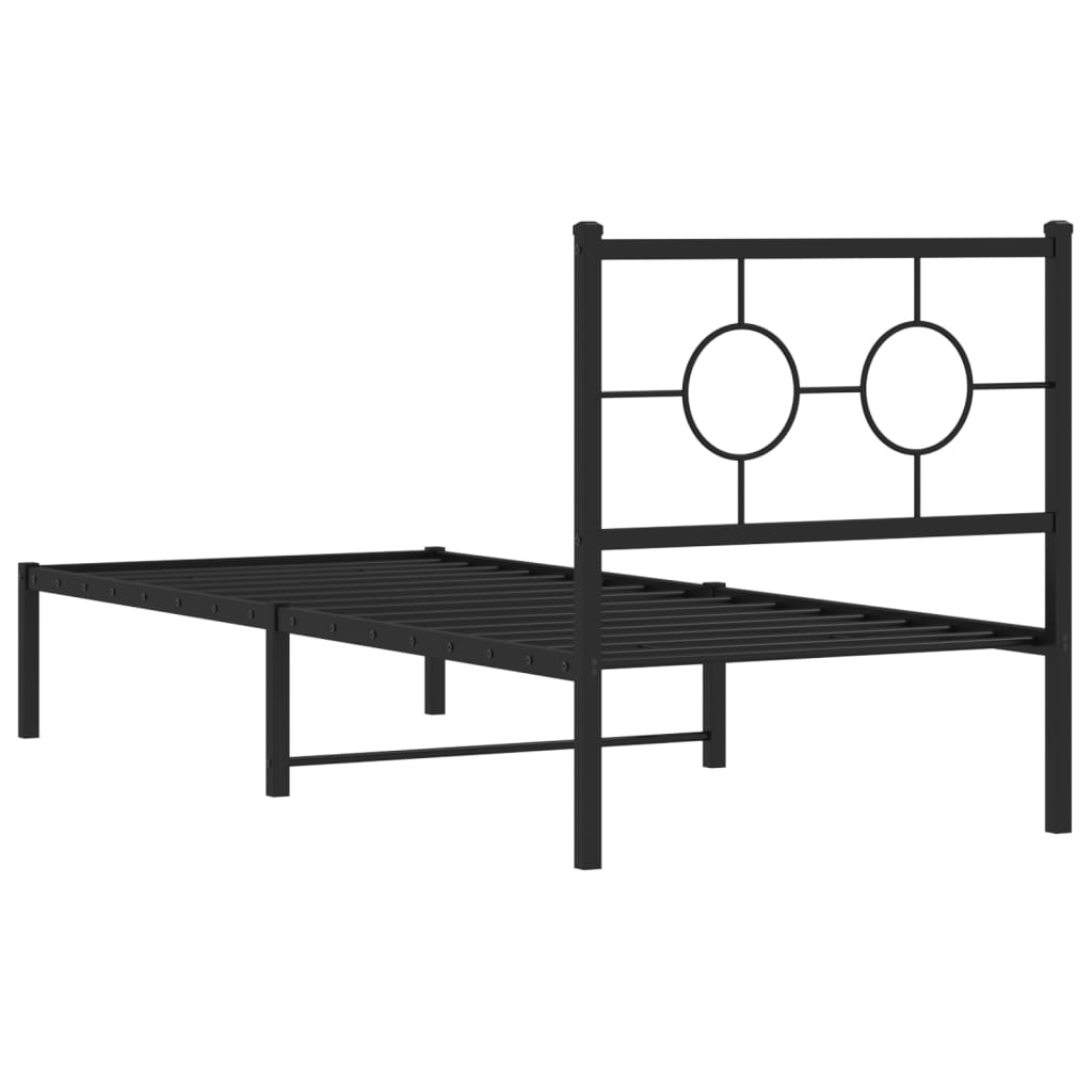 Estrutura de cama metal s/ colchão c/ cabeceira 75x190 cm preto