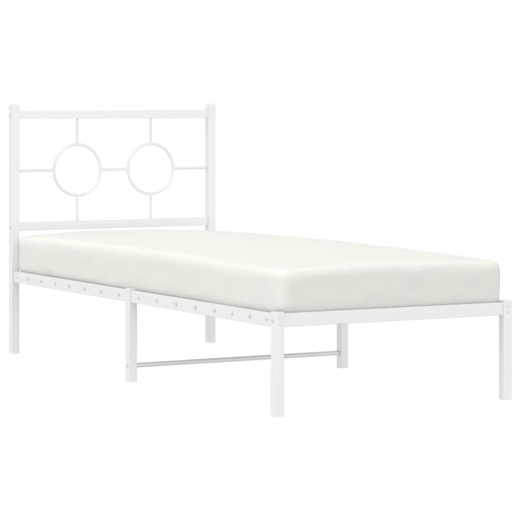 Estrutura de cama com cabeceira 80x200 cm metal branco