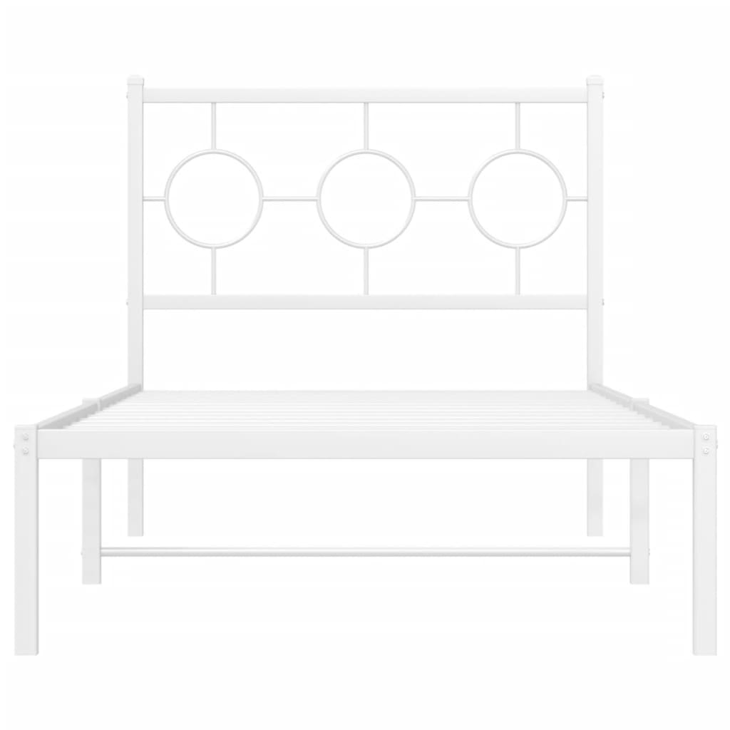 Estrutura de cama com cabeceira 90x190 cm metal branco