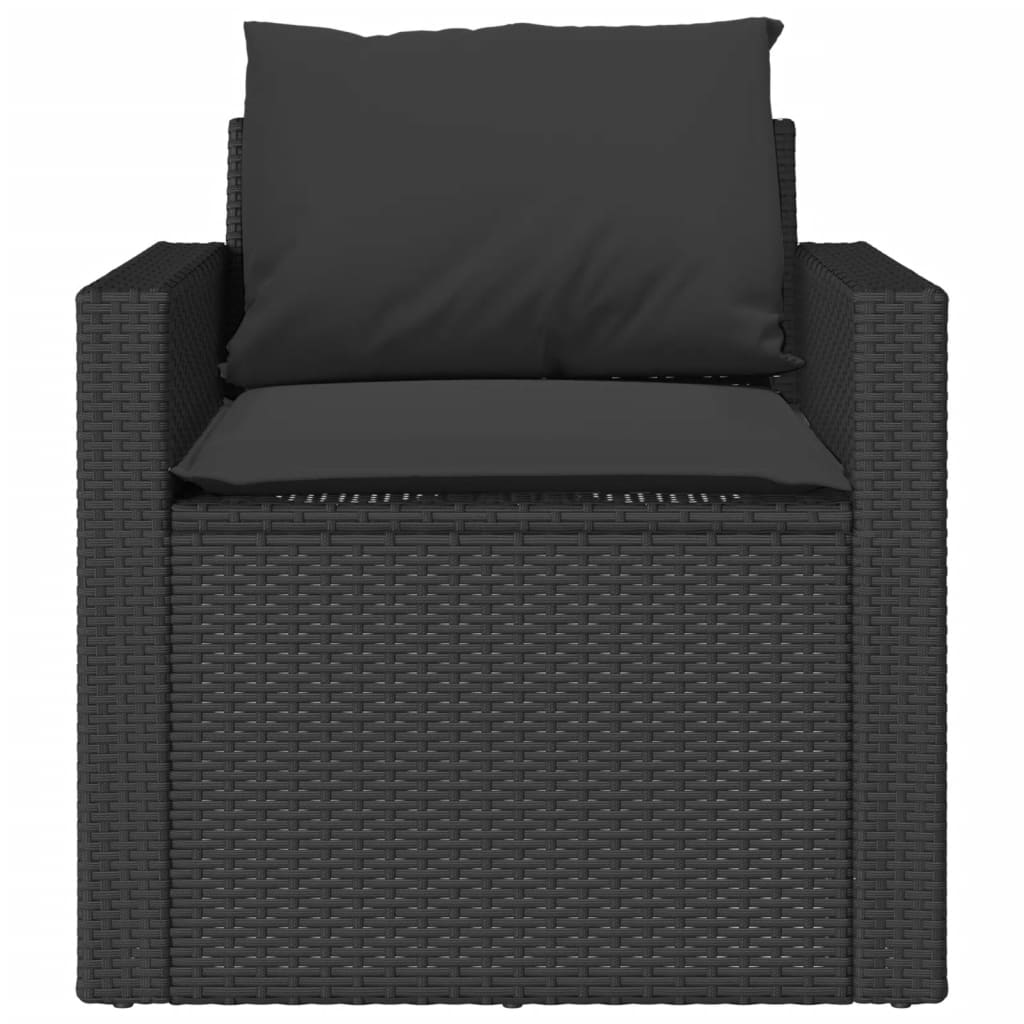 4 pcs conjunto de sofás para jardim c/ almofadões vime PE preto