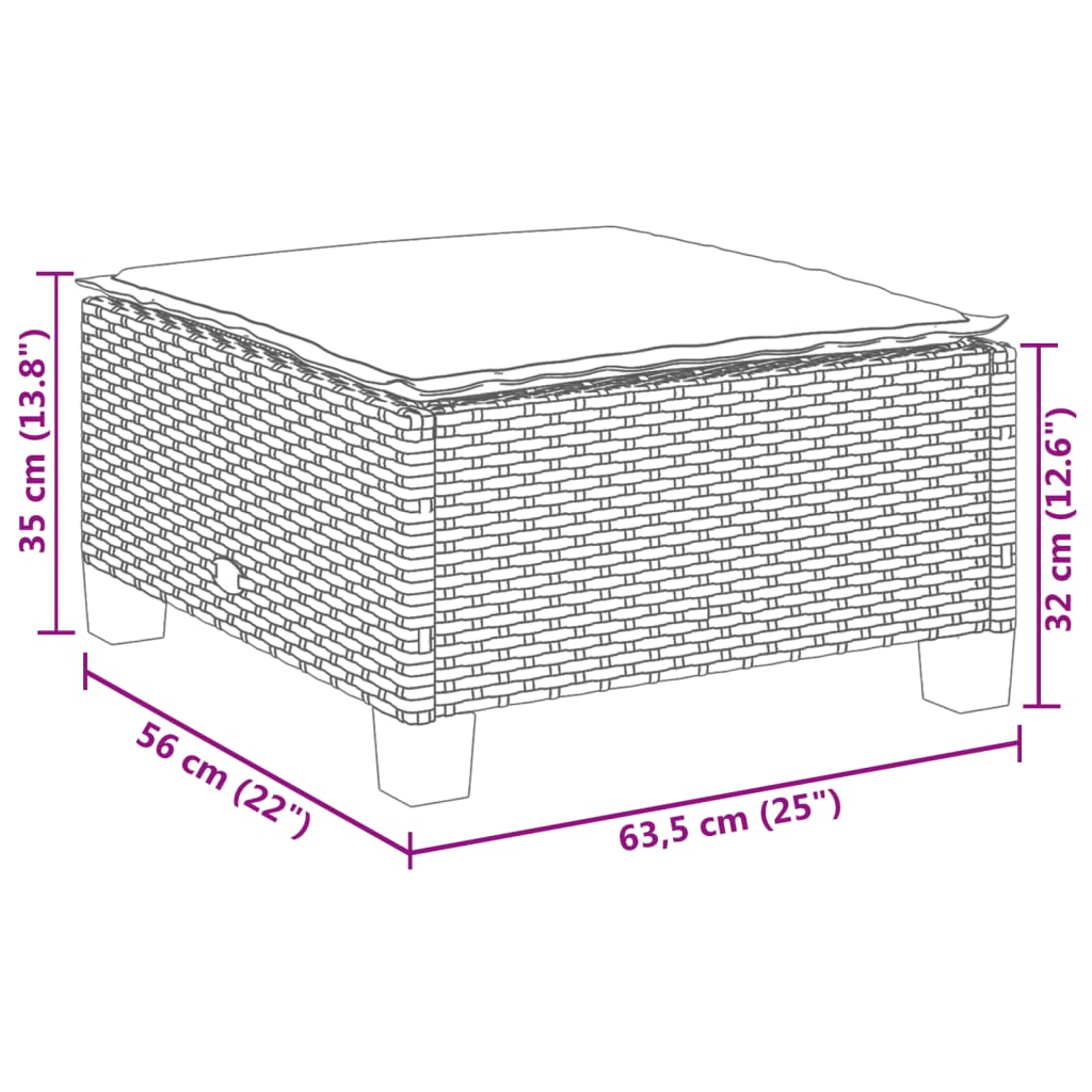 Banco de jardim com almofada 63,5x56x32 cm vime PE bege