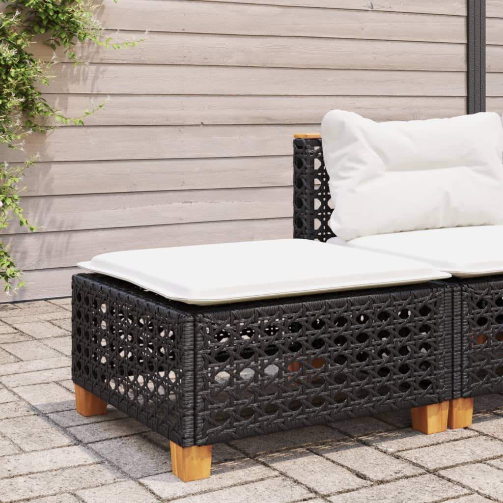 Banco de jardim com almofadão 63,5x56x32 cm vime PE preto