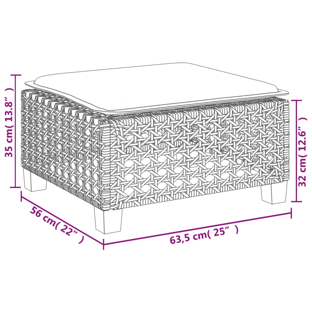 Banco de jardim com almofadão 63,5x56x32 cm vime PE cinzento