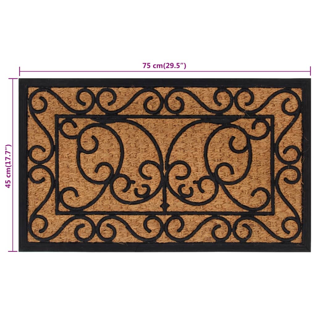 Tapete de porta semicircular 45x75 cm borracha e fibra de coco