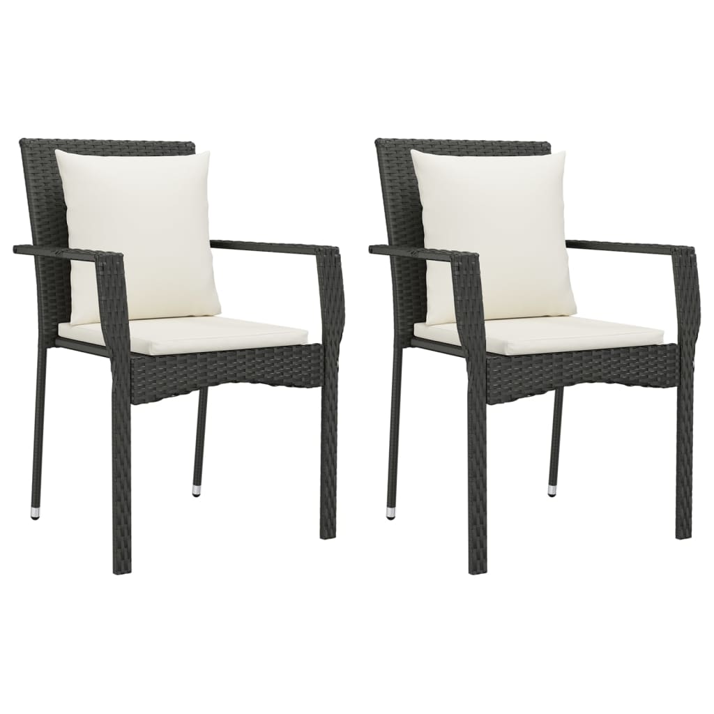 7 pcs conjunto de jantar p/ jardim c/ almofadões vime PE preto
