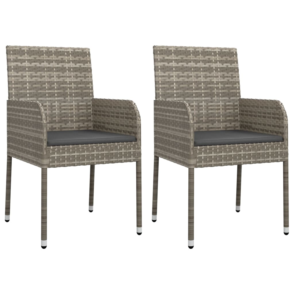 7 pcs conjunto de jantar p/ jardim c/ almofadões vime PE cinza