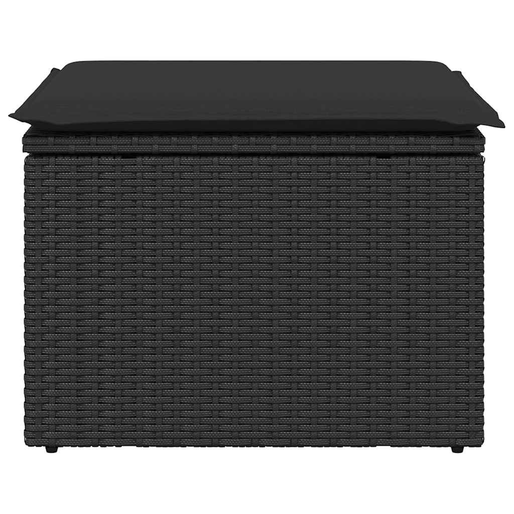 Banco de jardim com almofada preto 55x55x37 cm vime sintético