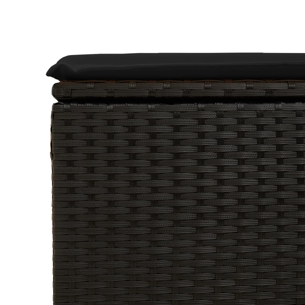 Banco de jardim com almofada preto 55x55x37 cm vime sintético