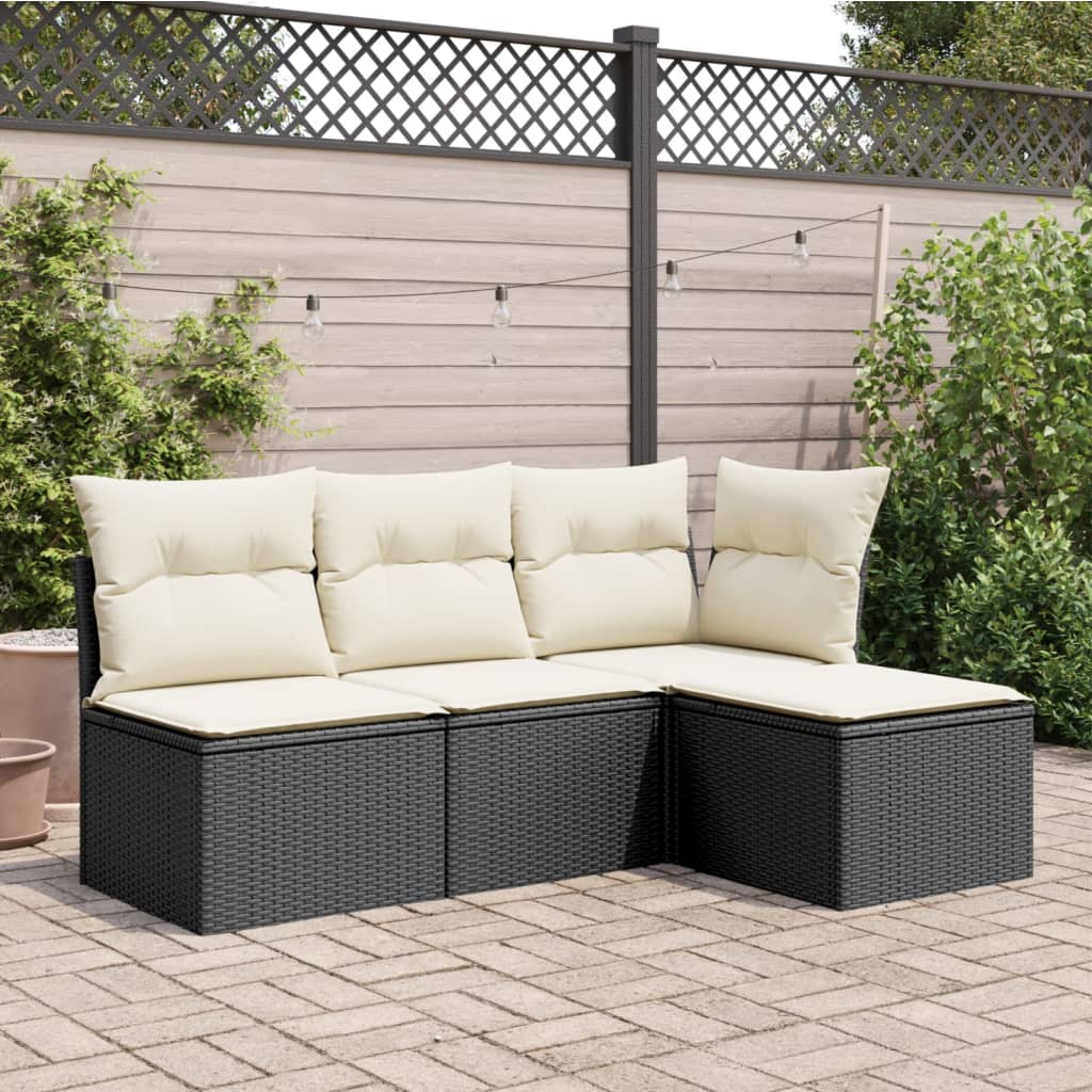 Banco de jardim com almofadão 55x55x37 cm vime PE preto