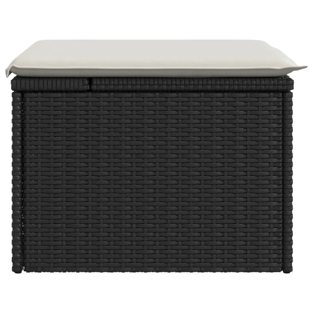 Banco de jardim com almofadão 55x55x37 cm vime PE preto