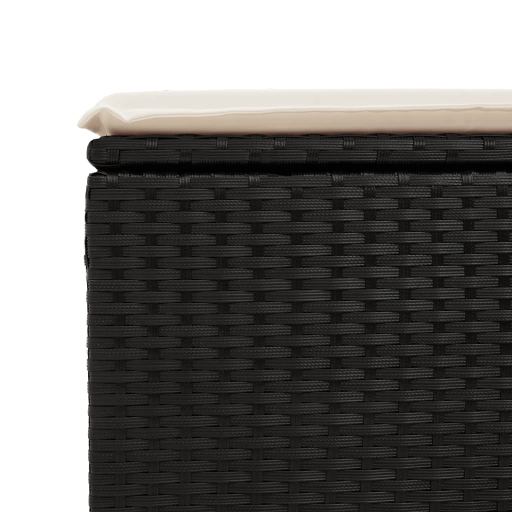 Banco de jardim com almofadão 55x55x37 cm vime PE preto