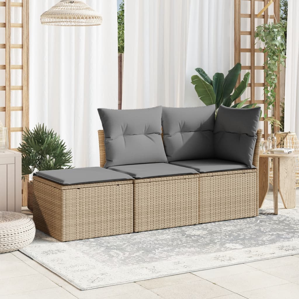 Banco de jardim com almofada 55x55x37 cm vime PE bege