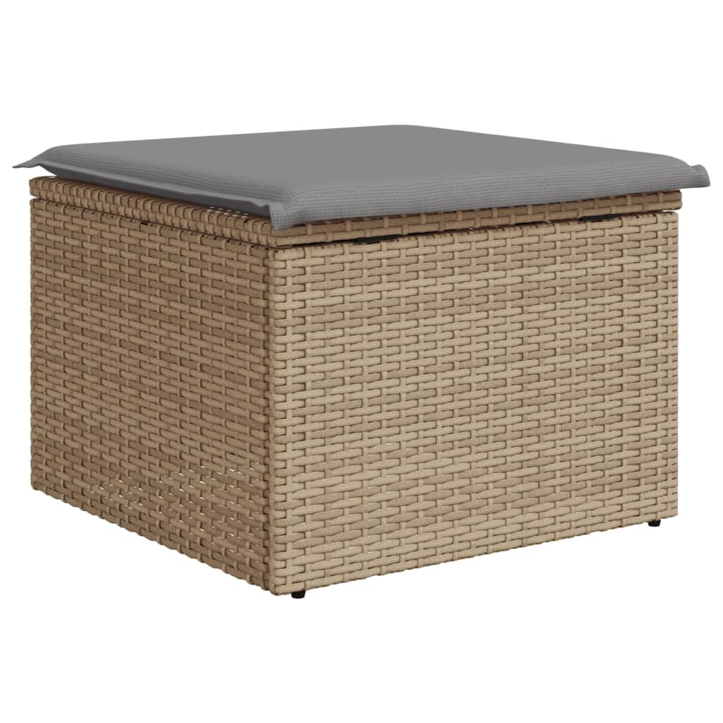 Banco de jardim com almofada 55x55x37 cm vime PE bege