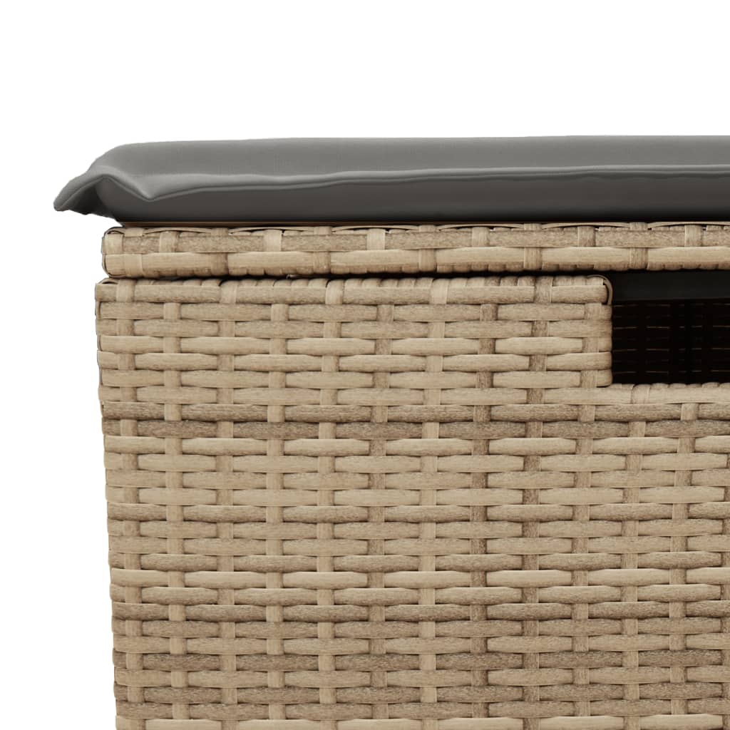 Banco de jardim com almofada 55x55x37 cm vime PE bege