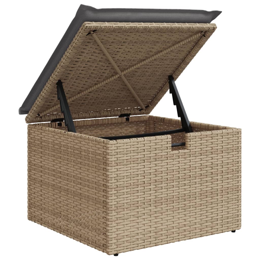 Banco de jardim com almofada 55x55x37 cm vime PE bege