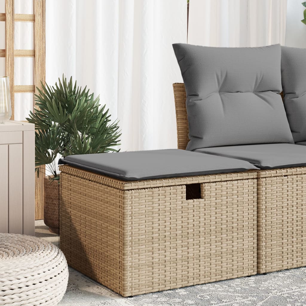 Banco de jardim com almofada 55x55x37 cm vime PE bege