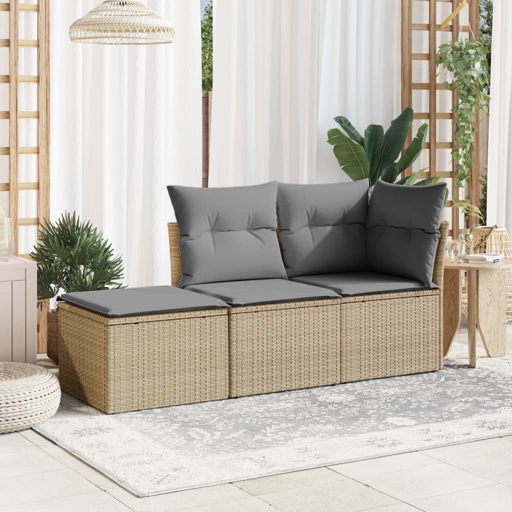 Banco de jardim com almofada 55x55x37 cm vime PE bege