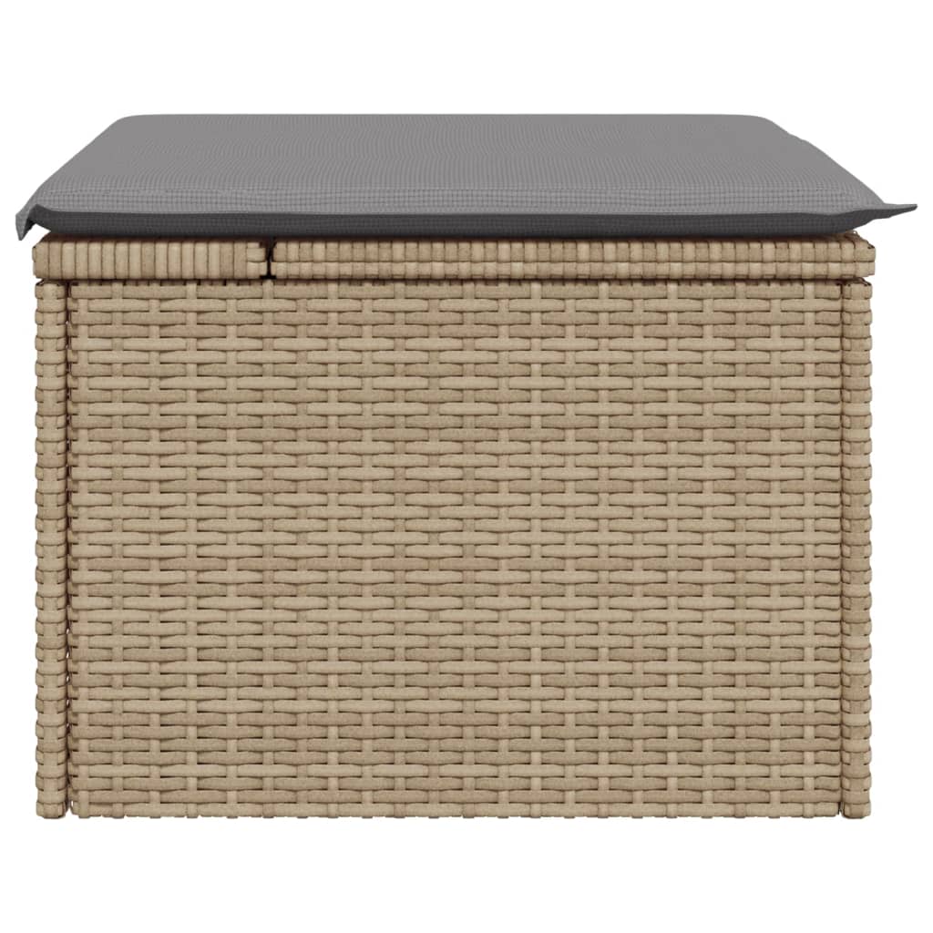 Banco de jardim com almofada 55x55x37 cm vime PE bege