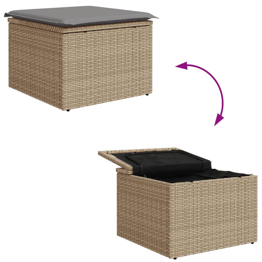Banco de jardim com almofada 55x55x37 cm vime PE bege