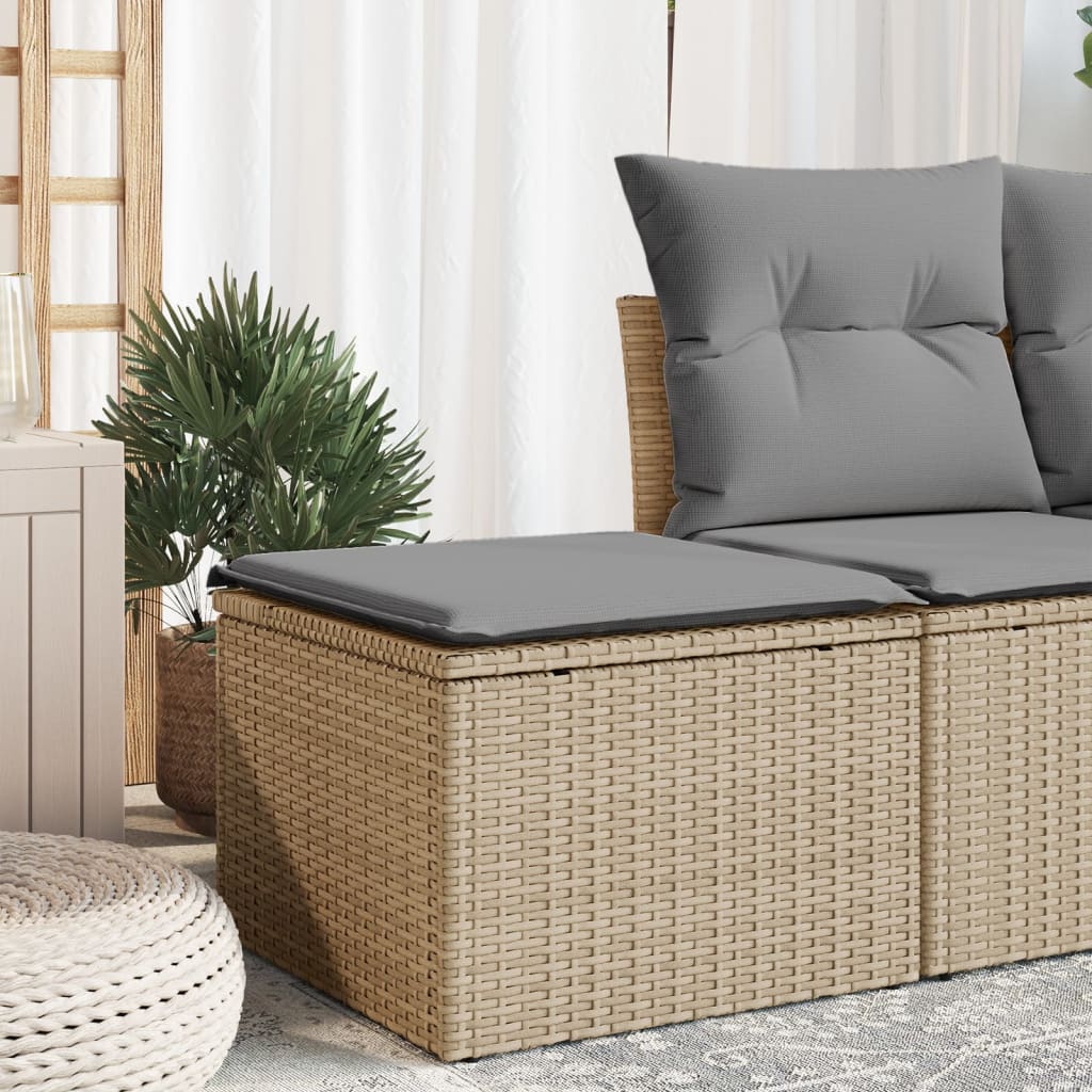 Banco de jardim com almofada 55x55x37 cm vime PE bege