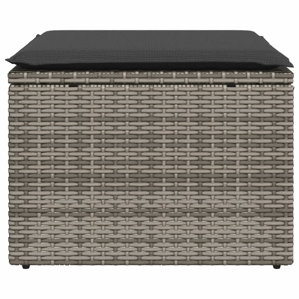 Banco de jardim com almofadão 55x55x37 cm vime PE cinzento