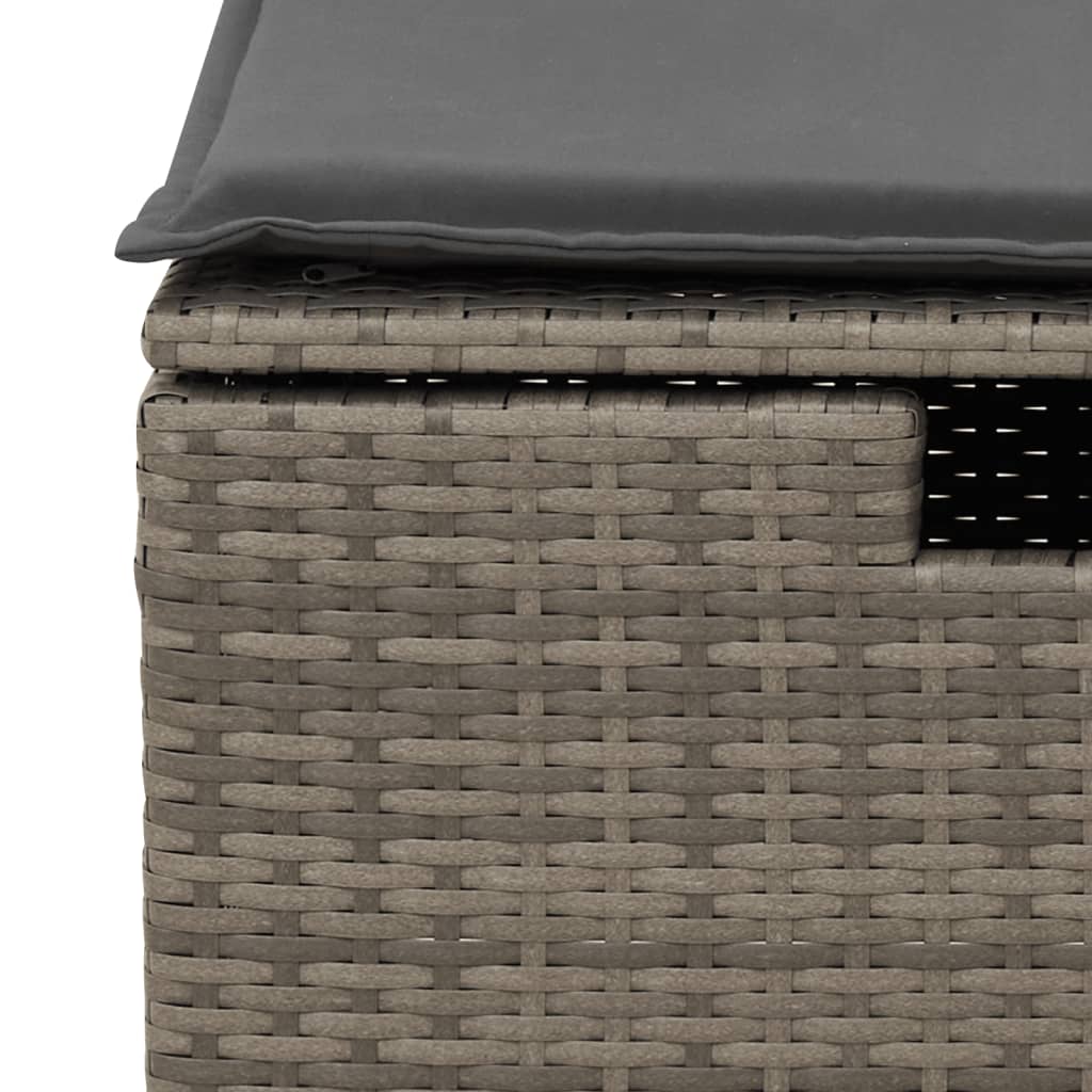Banco de jardim com almofadão 55x55x37 cm vime PE cinzento
