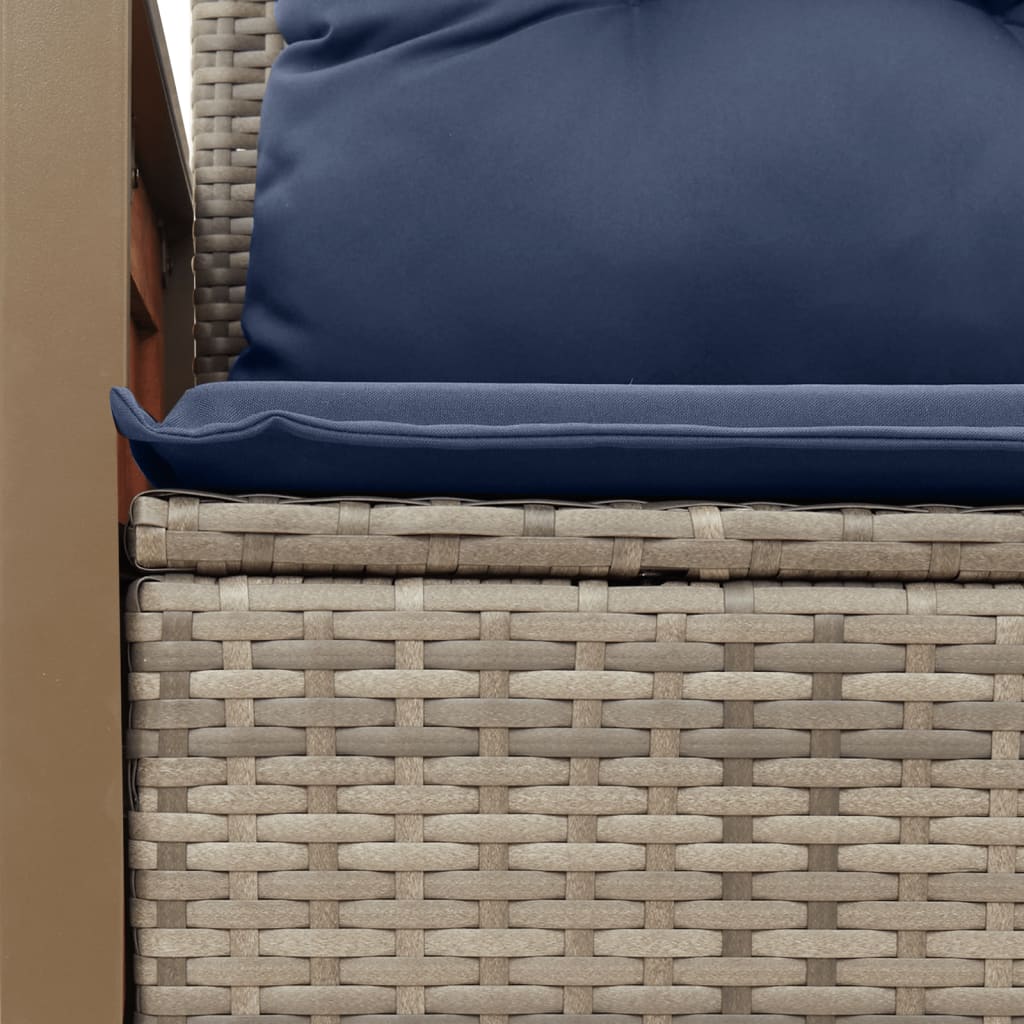 Sofá de jardim com almofadas, 2 lugares, vime sintético cinza