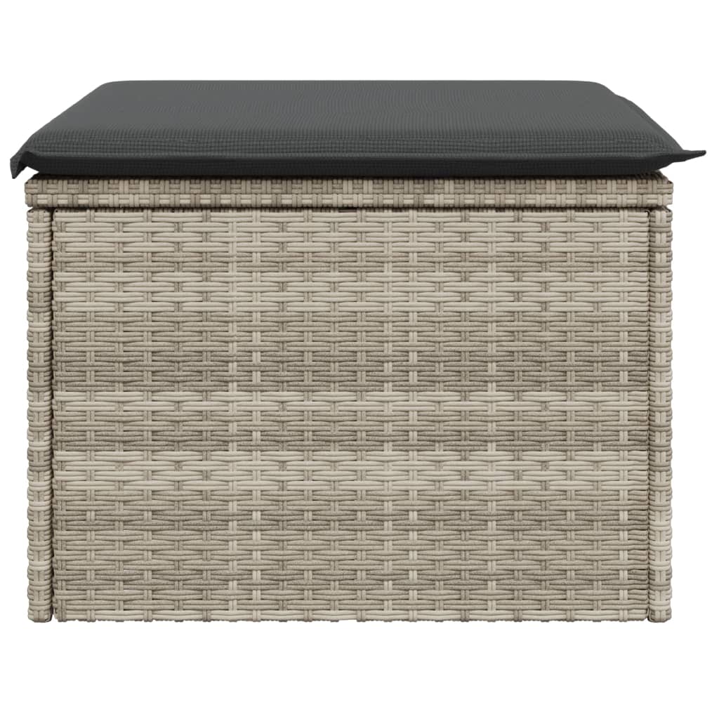 Banco de jardim com almofada 55x55x37 cm vime PE cinzento claro