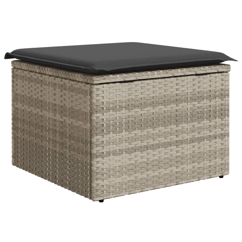 Banco de jardim com almofada 55x55x37 cm vime PE cinzento claro