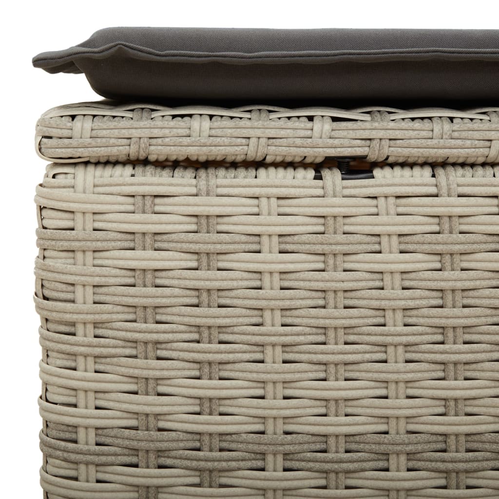 Banco de jardim com almofada 55x55x37 cm vime PE cinzento claro